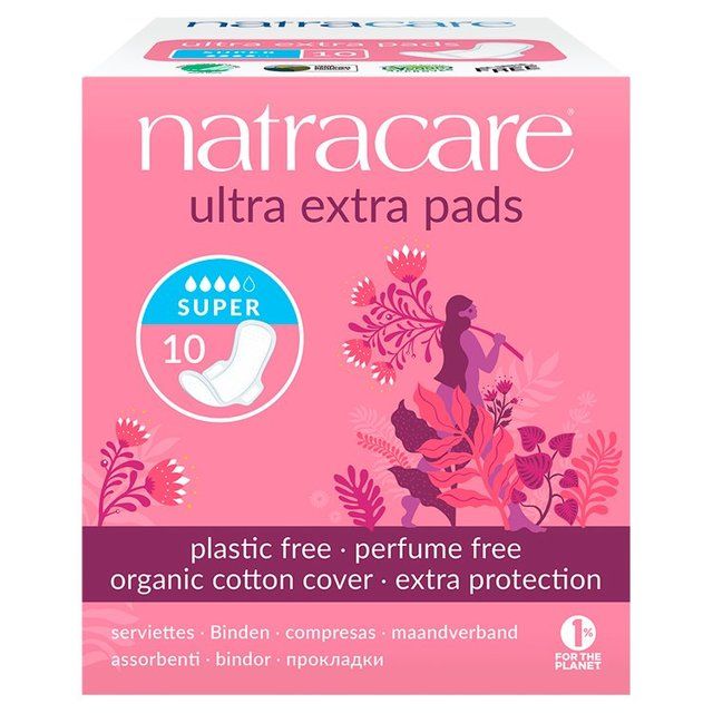 Natracare Organic Cotton Ultra Extra Super Pads with Wings   10 per pack