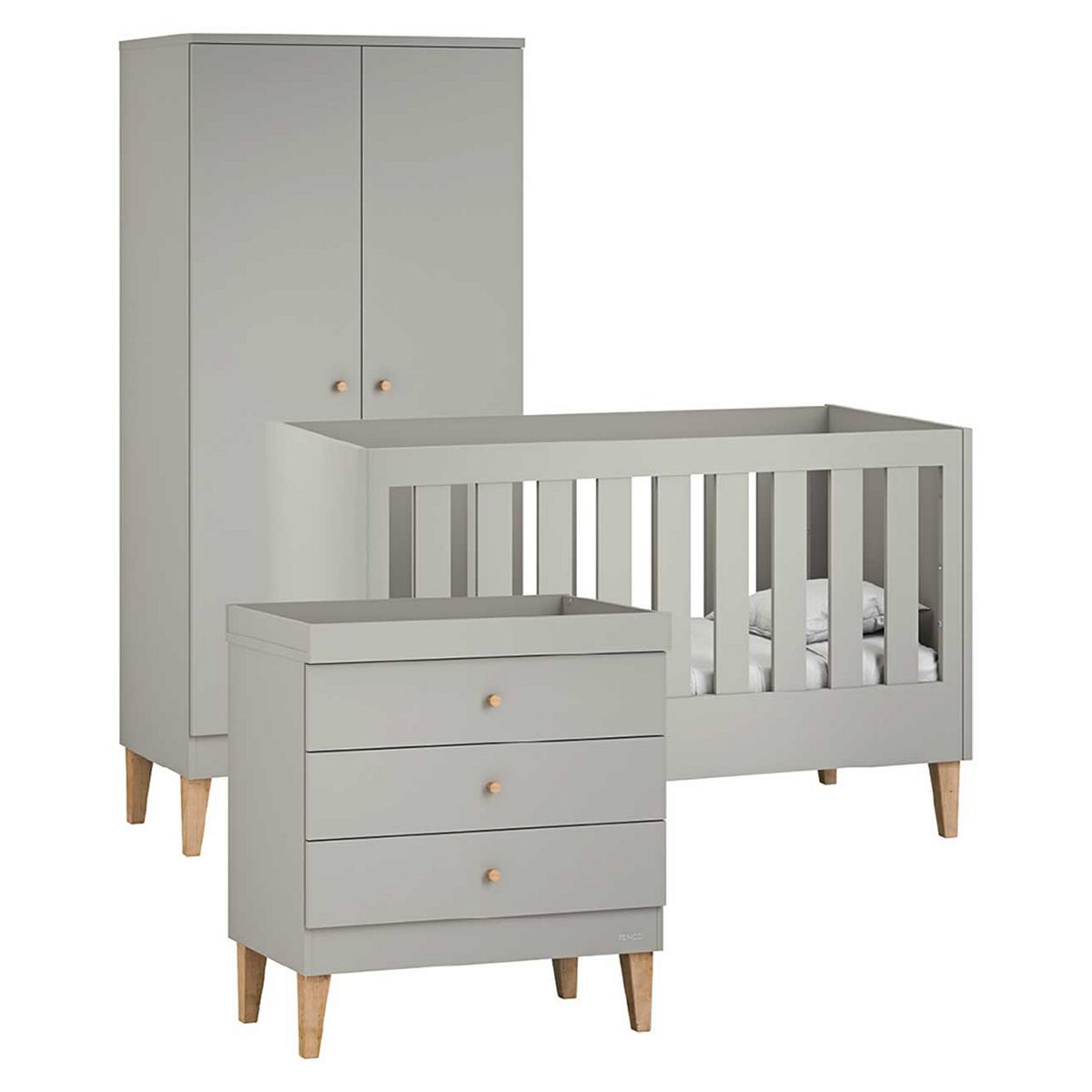 Venicci Saluzzo 3pc - Cot Bed, Chest, Wardrobe -Warm Grey GOODS Boots   