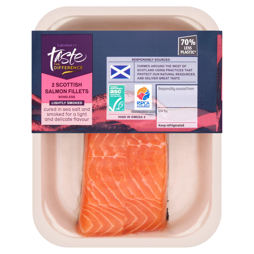 Sainsbury's Skin on ASC lightly Smoked Scottish Salmon Fillets, Taste the Difference x2 240g