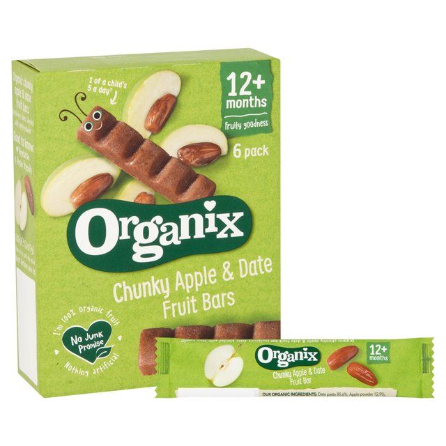 Organix Chunky Apple & Date Organic Fruit Bars Toddler Snack Multipack   6 x 17g