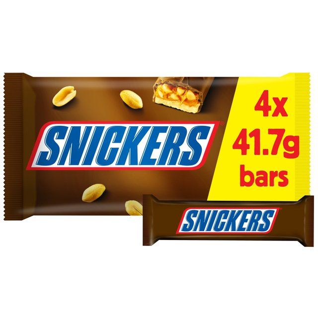 Snickers Caramel Nougat Peanuts & Milk Chocolate Snack Bars Multipack   4 x 41.7g GOODS M&S   