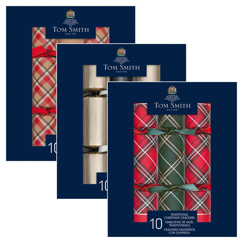 Tom Smith 12.5 Inch (32 cm) Luxury Christmas Crackers 10 Pack, Assortment of 3