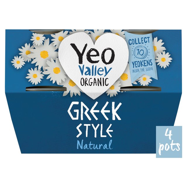 Yeo Valley Organic Greek Style Natural Yoghurt   4 x 110g