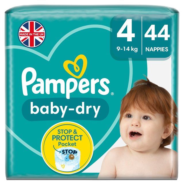 Pampers Baby-Dry Nappies Size 4 (9-14kg) Essential Pack   44 per pack