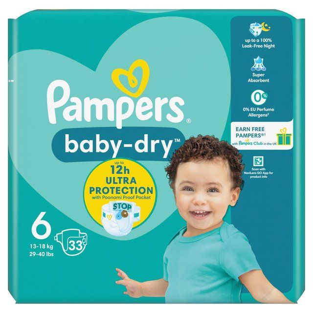 Pampers Baby-Dry Nappies Size 6 (13-18kg) Essential Pack   33 per pack GOODS M&S   