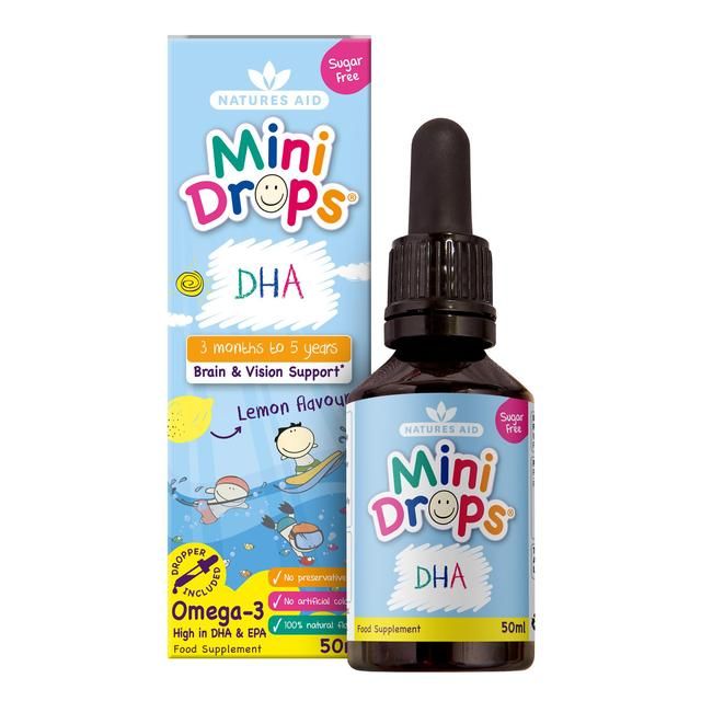 Natures Aid Mini Drops DHA Omega-3 for Infants & Children   50ml