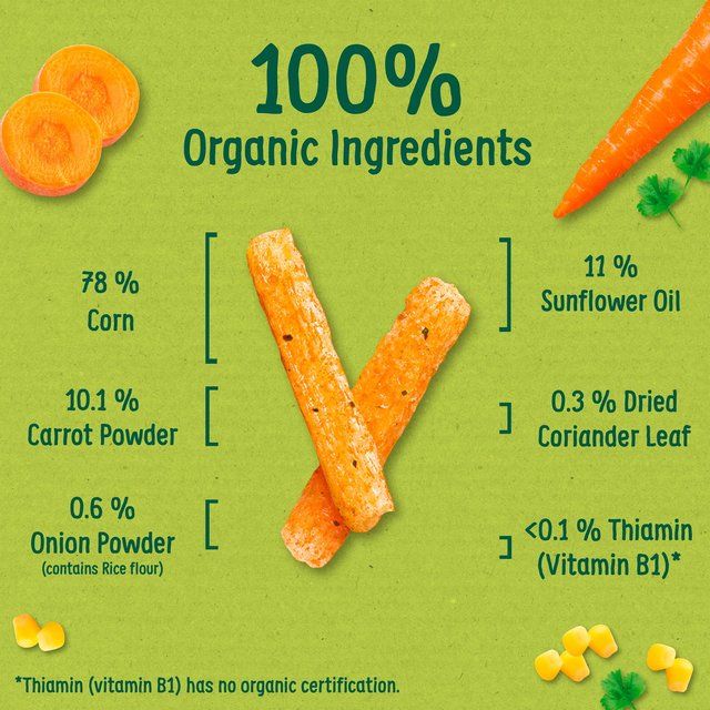 Organix Carrot Organic Stix Toddler Snack 10 months+    15g GOODS M&S   