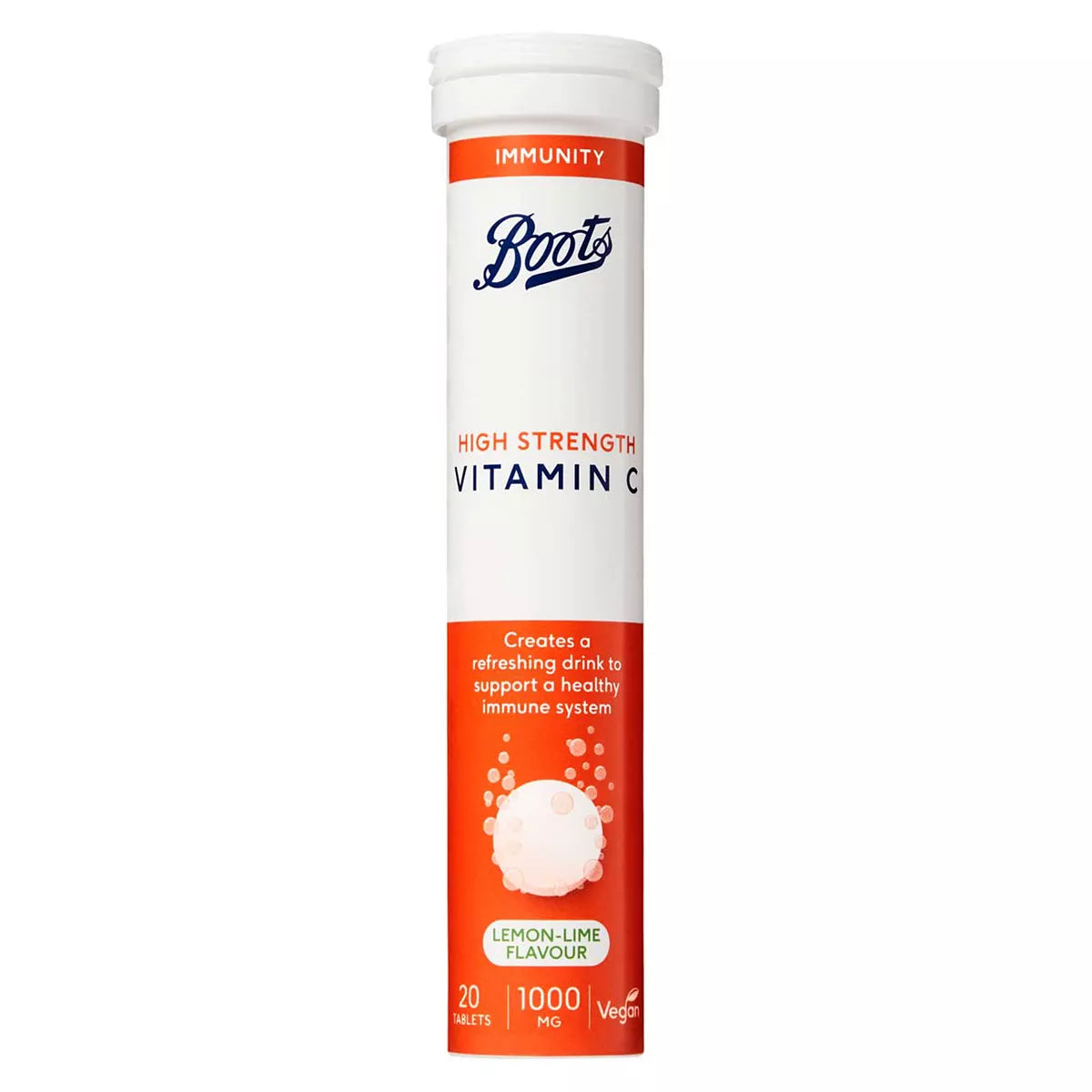 Boots High Strength Vitamin C 1000 mg Lemon & Lime Flavour 20 Effervescent Tablets - McGrocer