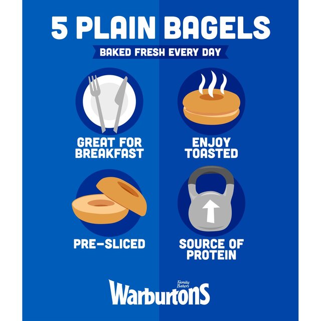 Warburtons Plain Bagels   5 per pack