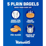 Warburtons Plain Bagels   5 per pack