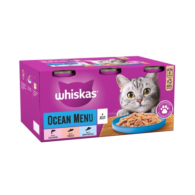 Whiskas 1+ Adult Wet Cat Food Tins Ocean Menu in Jelly   6 x 400g GOODS M&S   