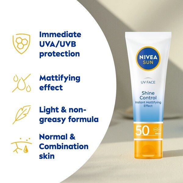 NIVEA SUN UV Face Suncream Shine Control SPF50 50ml GOODS Superdrug   