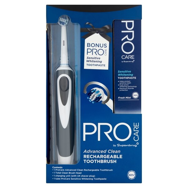 Superdrug Procare Rechargeable Electric Toothbrush Set Black