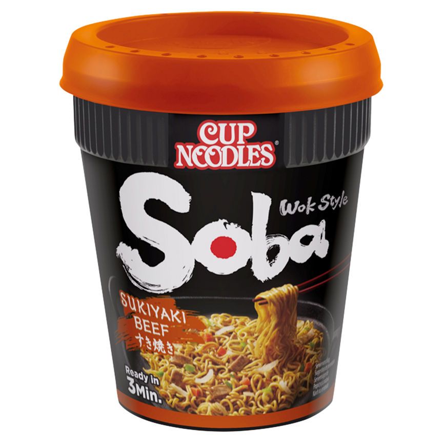 Nissin Soba Sukiyaki Beef Instant Wok Style Noodles Pot