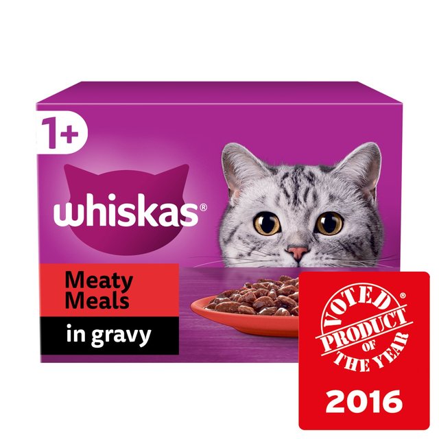 Whiskas 1+ Adult Wet Cat Food Pouches Meaty Meals in Gravy   12 x 85g GOODS M&S   