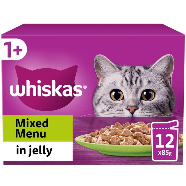 Whiskas 1+ Adult Wet Cat Pouches Mixed Menu in Jelly   12 x 85g GOODS M&S   