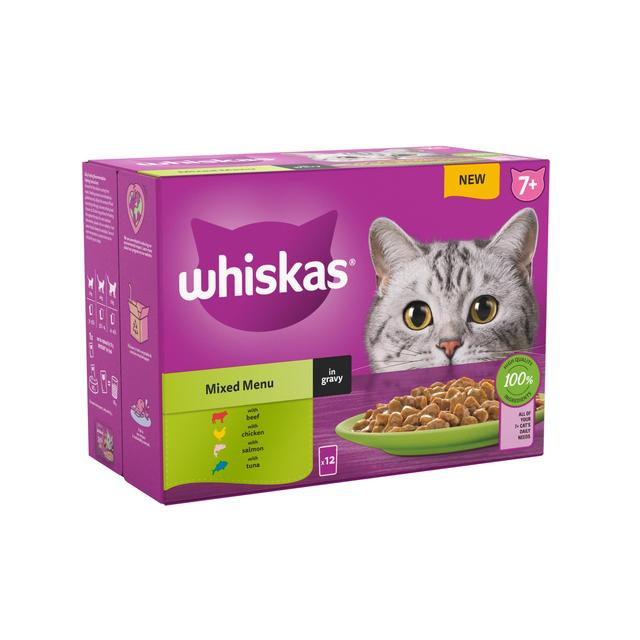 Whiskas 7+ Senior Wet Cat Food Mixed Menu in Gravy   12 x 85g