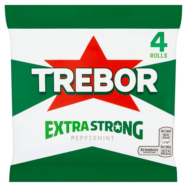 Trebor Extra Strong Peppermint Mint Rolls   4 x 41.3g