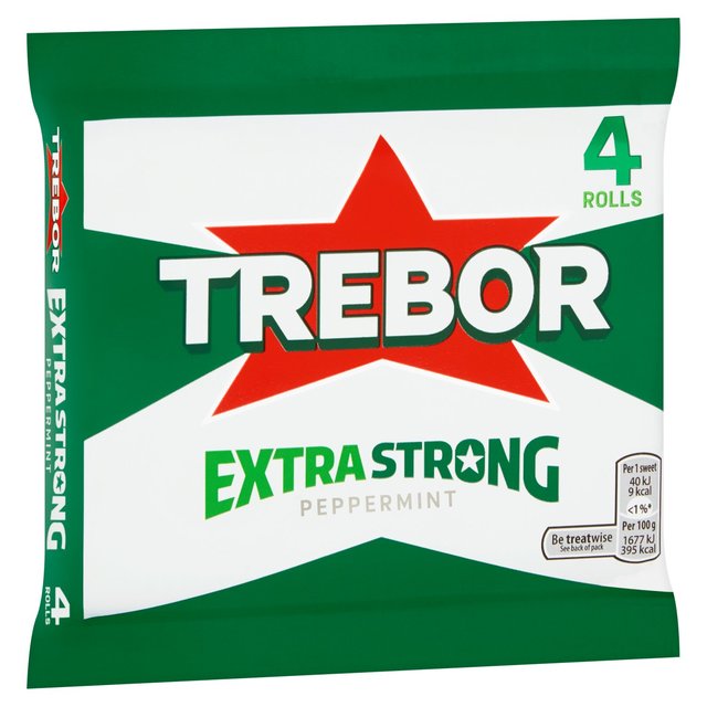 Trebor Extra Strong Peppermint Mint Rolls   4 x 41.3g