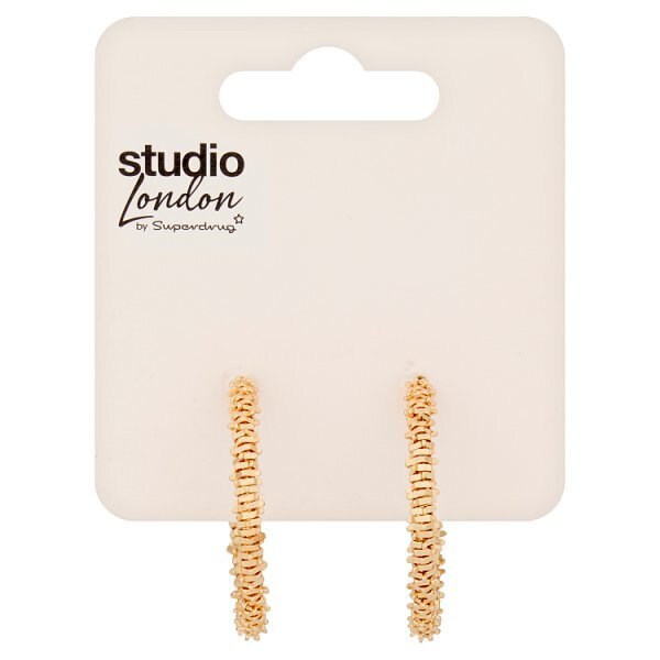 Superdrug Studio Gold Tone Texture 40 MM Hoops GOODS Superdrug   