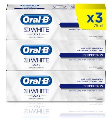 Oral-B 3D White Luxe Perfection 3 Month Toothpaste Bundle