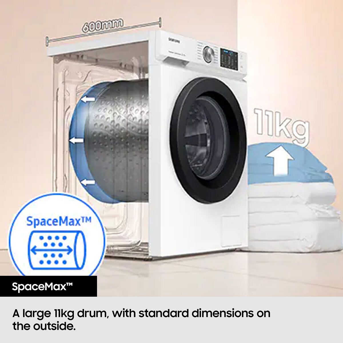 Samsung WD11DG5B15BEEU 11/6kg Washer Dryer, D Rated in White GOODS Costco UK