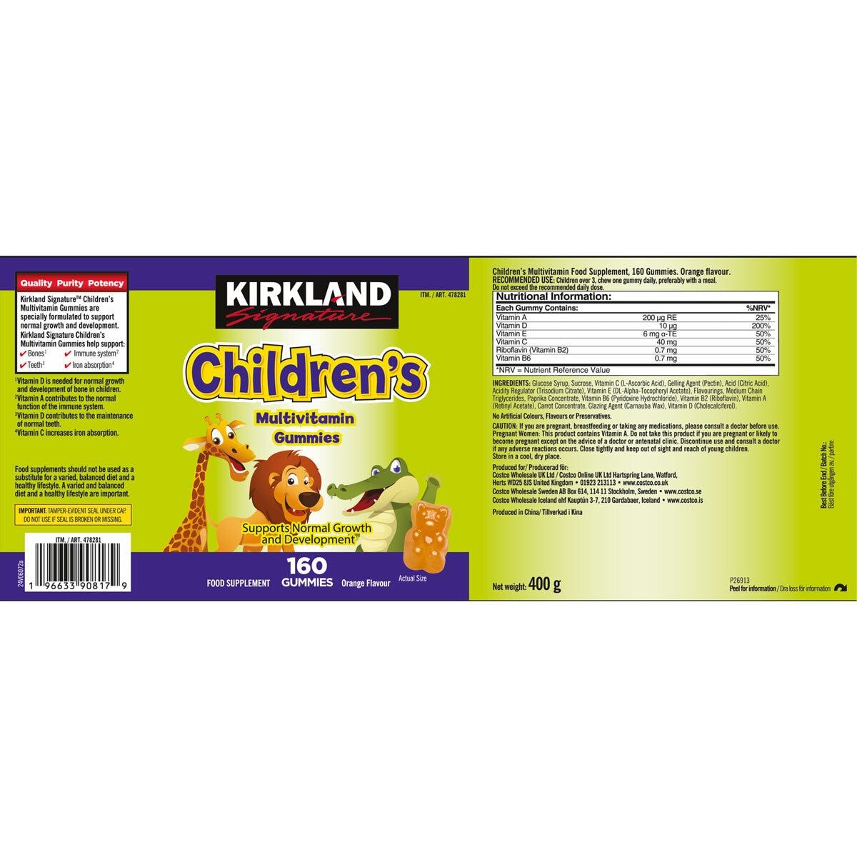 Kirkland Signature Children's Gummies, 2 x 160 Count GOODS Costco UK