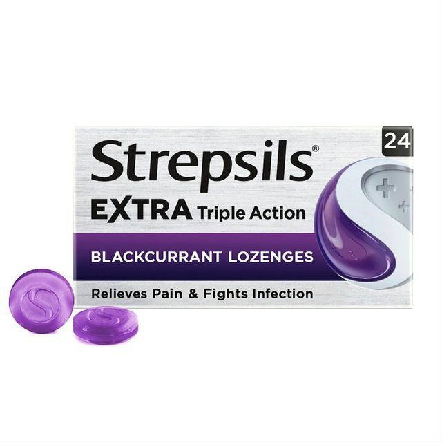 Strepsils Extra Blackcurrent Sore Throat Lozenges   24 per pack