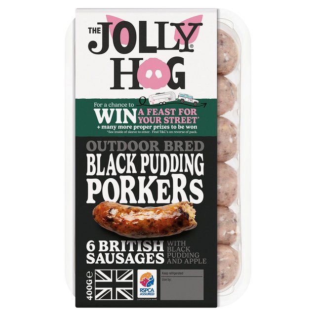 The Jolly Hog Black Pudding Porker Sausages   400g