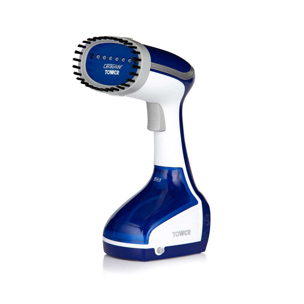 Tower Ceraglide Garment Steamer 1000W Blue and White