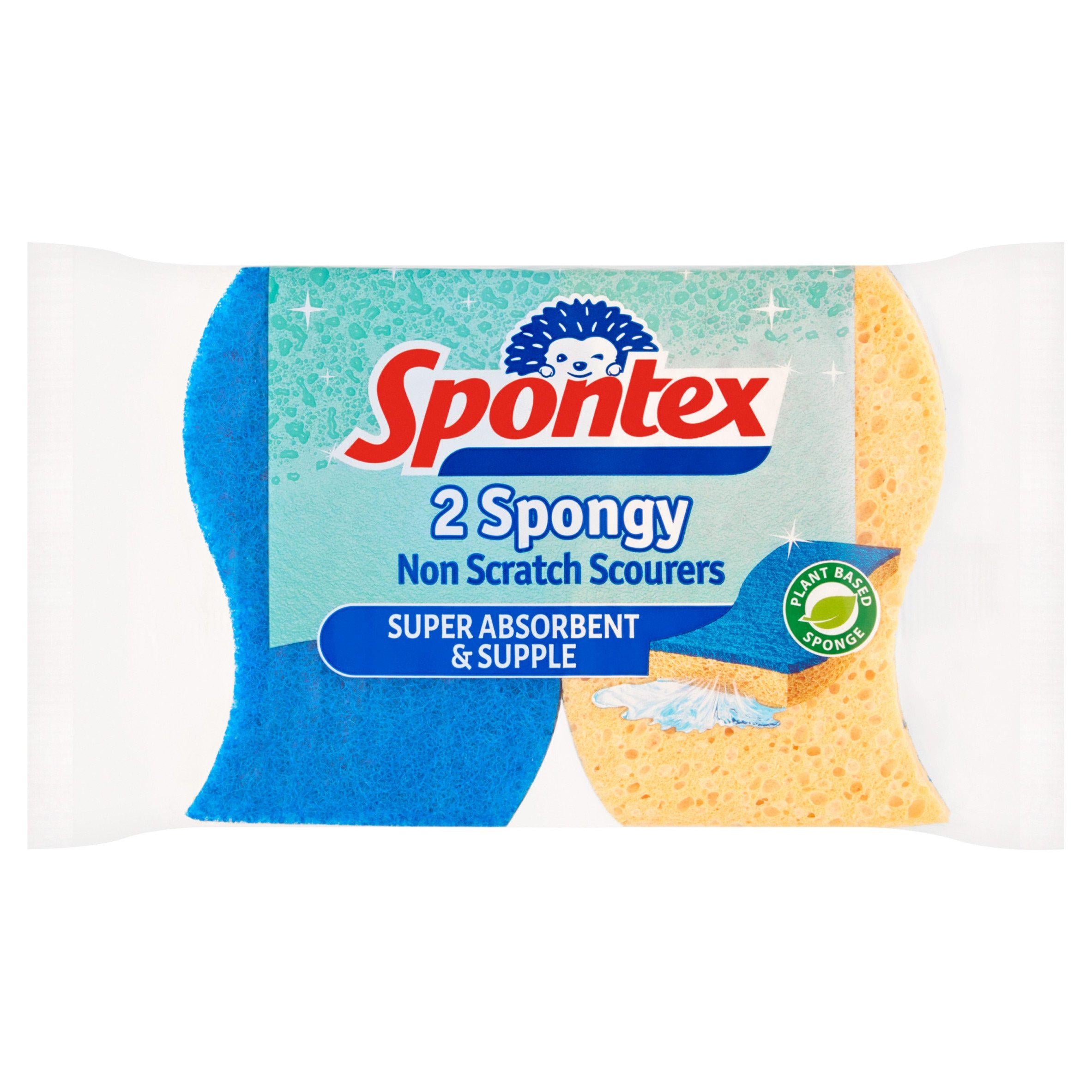 Spontex Non Scratch Super Absorbent Scourer x2 Rubber gloves cloths & sponges Sainsburys   