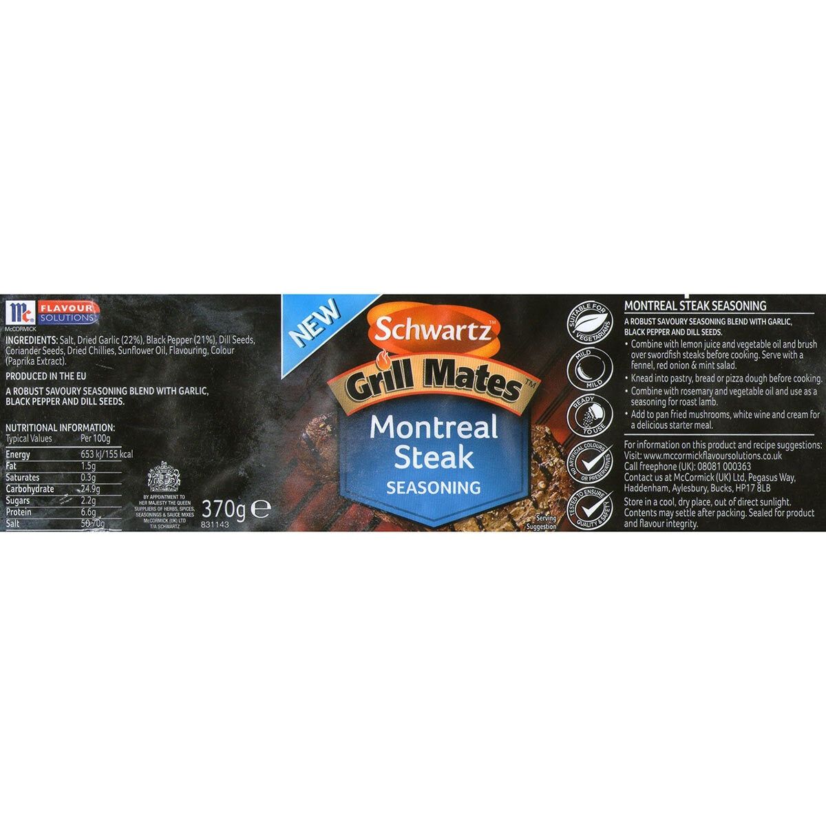 Schwartz Grill Mates Montreal Steak Seasoning, 370g GOODS Costco UK