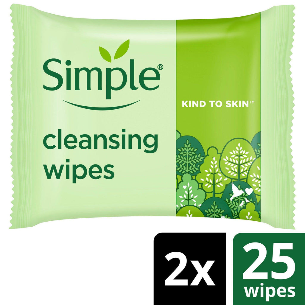 Simple Kind to Skin Cleansing Wipes Biodegradable Make Up Remover Wipes 50pc