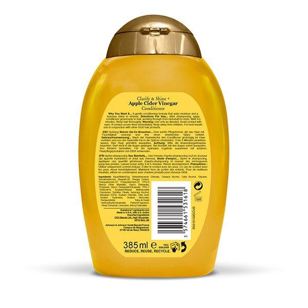 OGX Clarify & Shine + Apple Cider Vinegar Conditioner 385ml GOODS Superdrug   