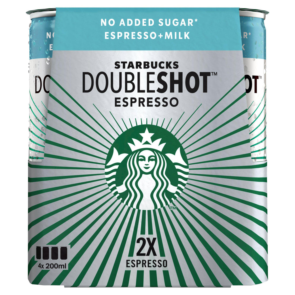 Starbucks Doubleshot Espresso No Added Sugar Iced Coffee Drink 4 x 200ml