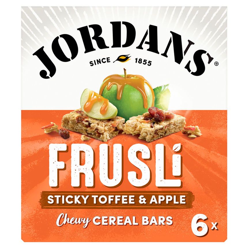 Jordans Frusli Sticky Toffee &amp; Apple Flavour Chewy Cereal Bars 6 x 30g (180g)