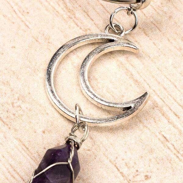 Myga Keyring - Crescent Moon & Amethyst