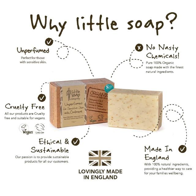 Little Soap Company Organic Bar Soap Unperfumed for Sensitive Skin   110g GOODS M&S   