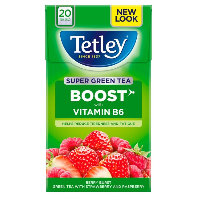 Tetley Super Green Tea Boost Berry Burst Tea Bags   20 per pack