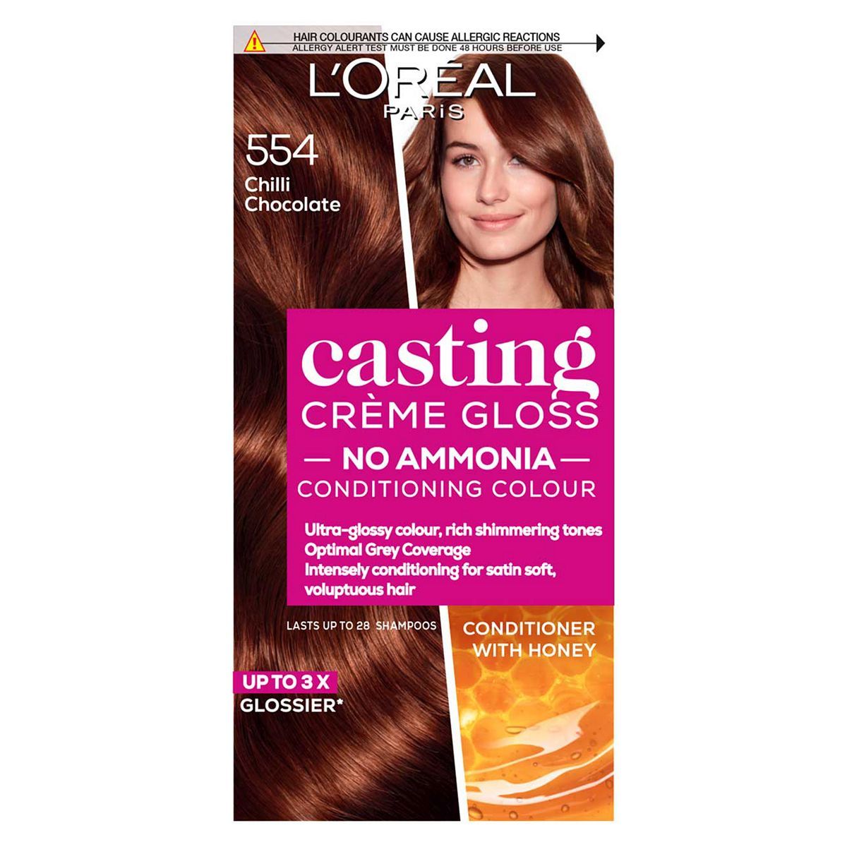 L'Oreal Paris Casting Creme Gloss Semi-Permanent Hair Dye, Brown Hair Dye 554 Chilli Choc GOODS Boots   