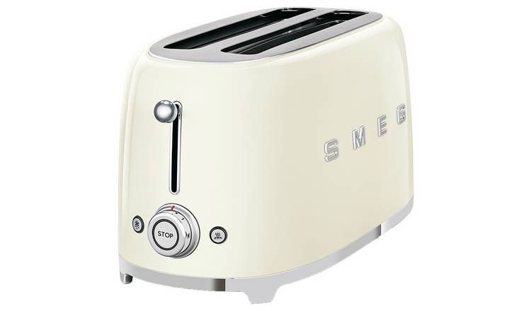 Smeg TSF02CRUK 50's Style Long Slot 4 Slice Toaster - Cream