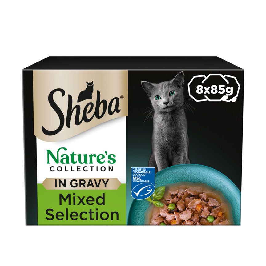 Sheba Natures Collection Wet Cat Food Trays Mixed in Gravy 8 Pack GOODS ASDA   