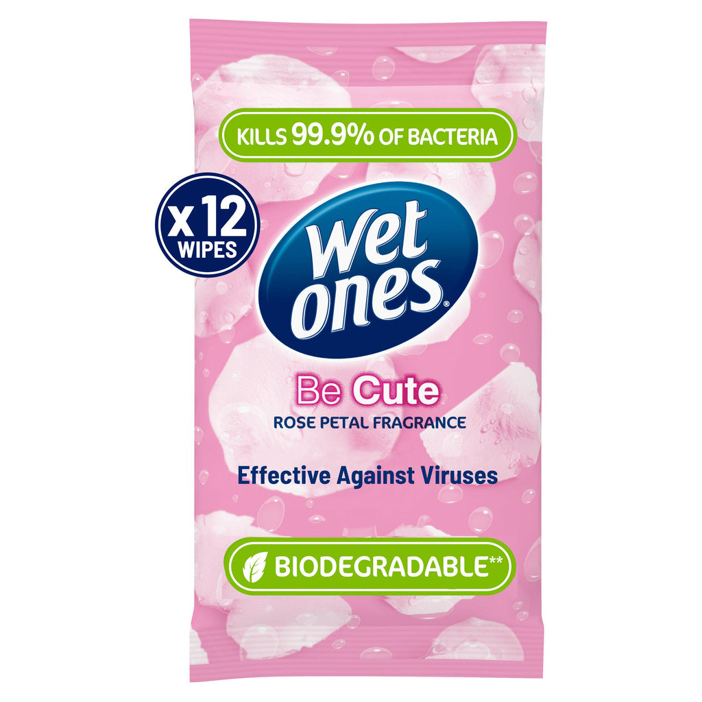 Wet Ones Be Cute Antibacterial Hand & Body Wipes Rose Petal x12