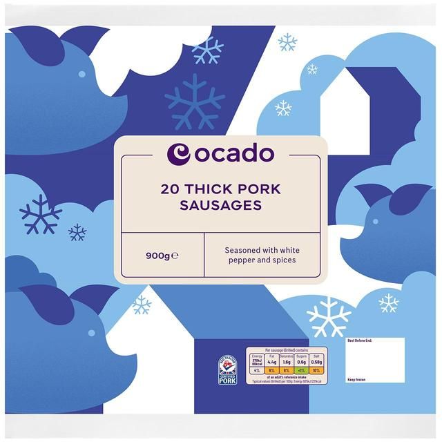 Ocado 20 Thick Pork Sausages   900g