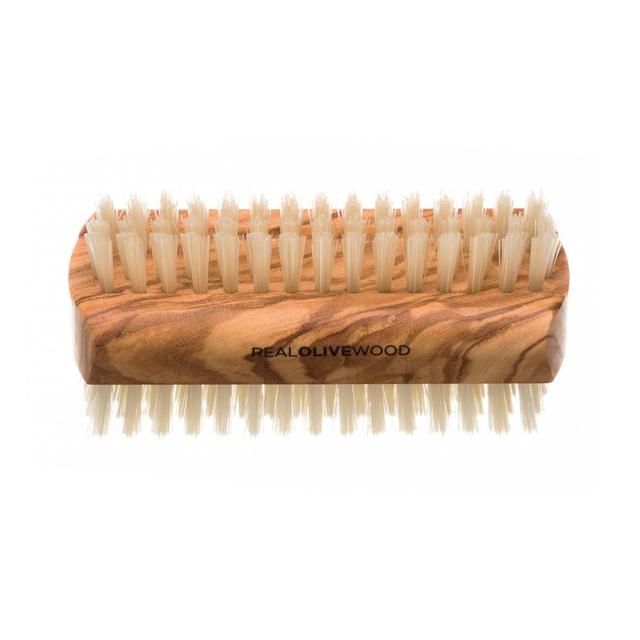 Hydrea London Olive Wood Pure Bristle Nail Brush Hard Strength Large