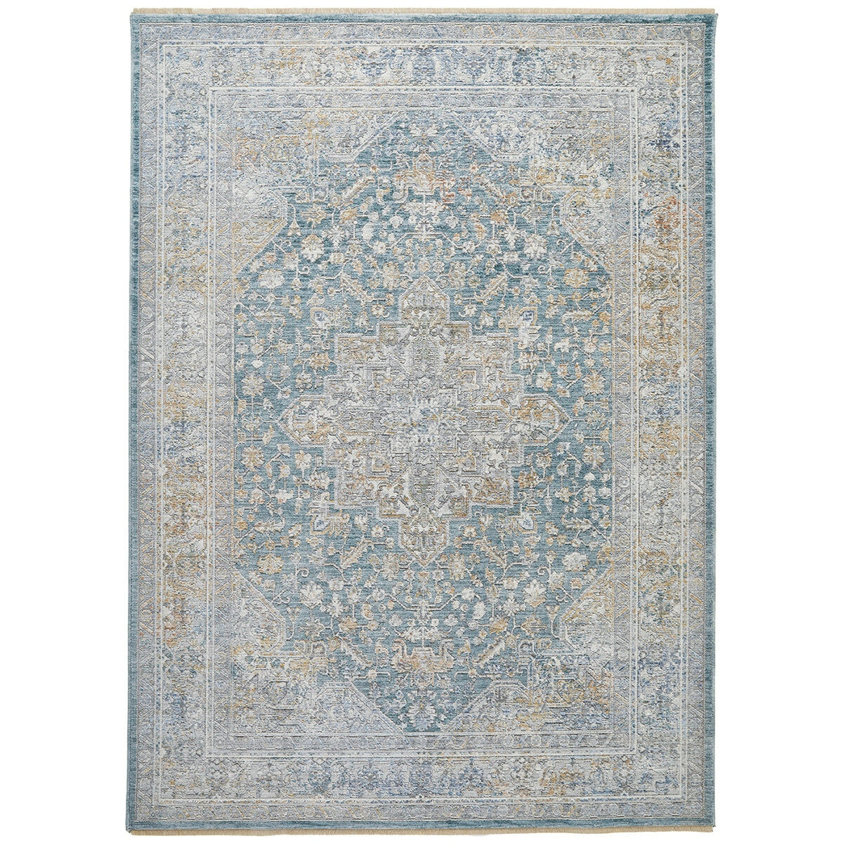 Elegant Heirloom Blue & Ivory Patterned Rug in 2 Sizes - McGrocer