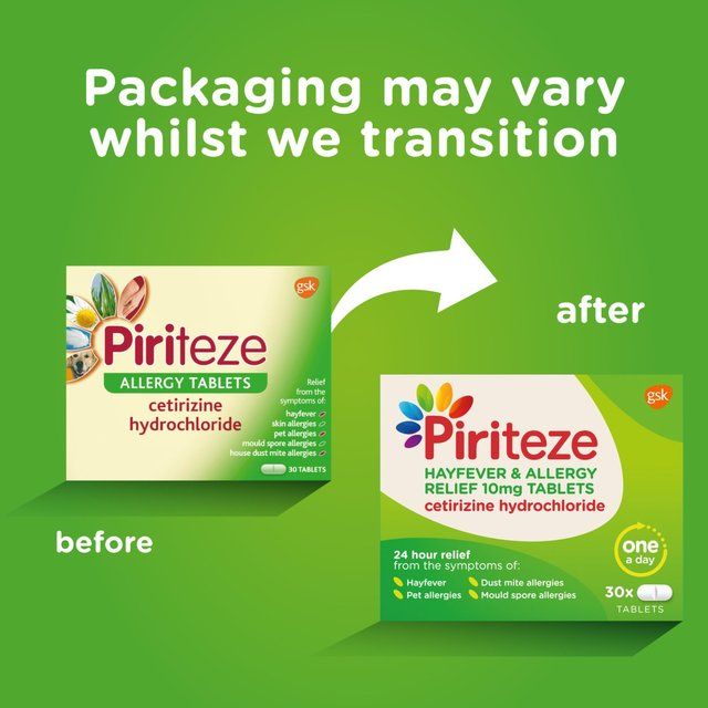 Piriteze Hayfever & Allergy Relief Antihistamine Cetirizine Tablets   30 per pack GOODS M&S   