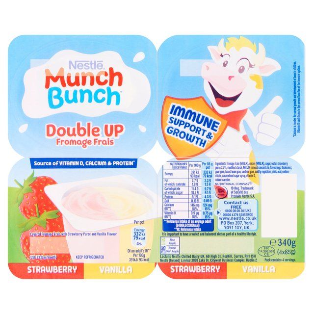 Munch Bunch Double Up Fromage Frais Strawberry & Vanilla    4 x 85g GOODS M&S   