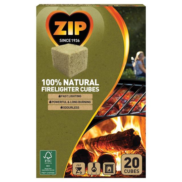 Zip 100% Natural Firelighter Cubes   20 per pack GOODS M&S   