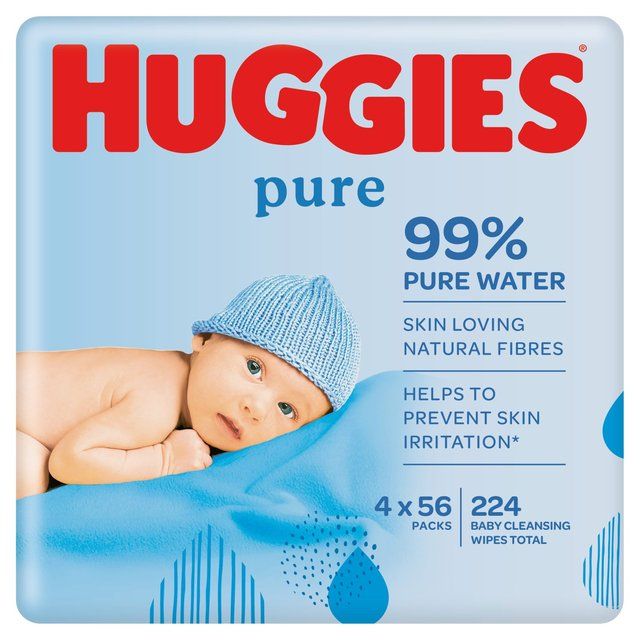 Huggies Pure 99% Water Baby Wipes Multipack   4 x 56 per pack